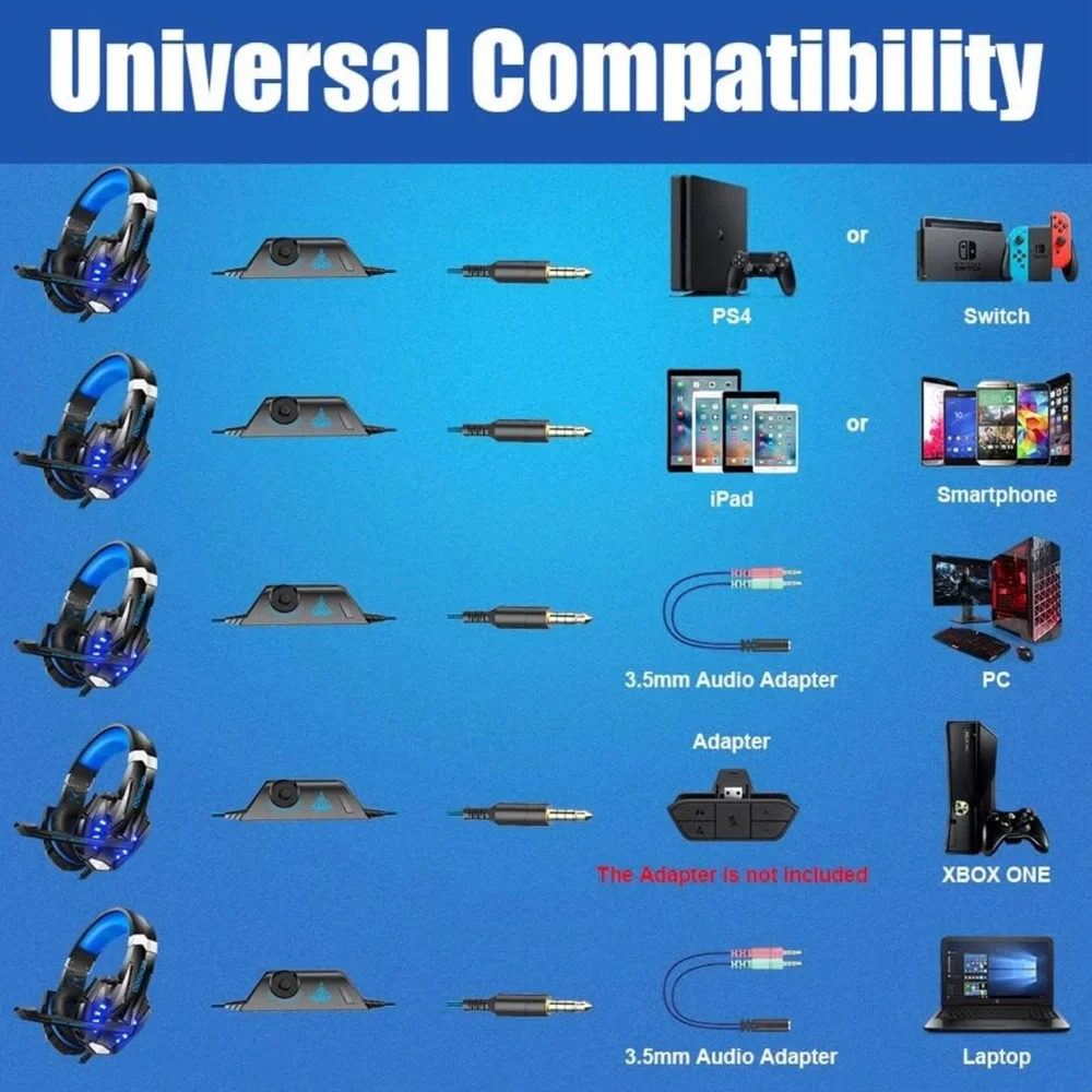 G9000 Stereo Gaming Headset for PS4 PC Xbox One PS5 Controller